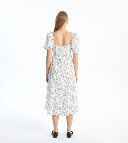 LC Waikiki Polka Dot Midi Dress – White & Black