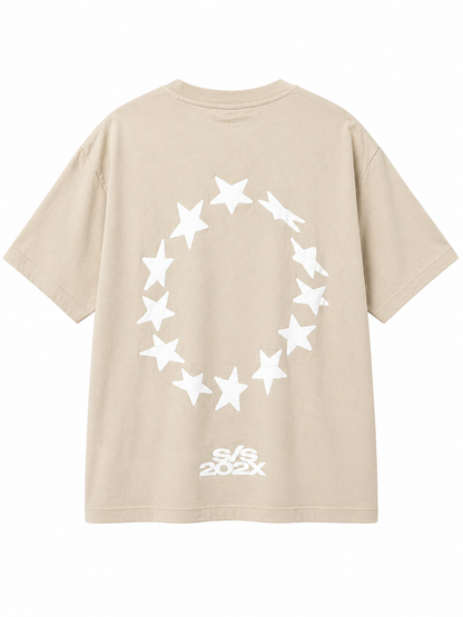 H&M Beige Graphic T-Shirt (S/S Design)