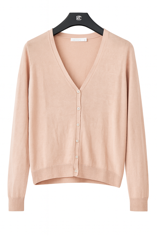 Women’s Lightweight V-Neck Button Cardigan – Soft Blush