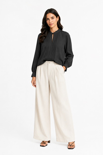Black Pleated Blouse