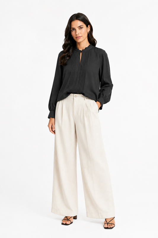 Black Pleated Blouse