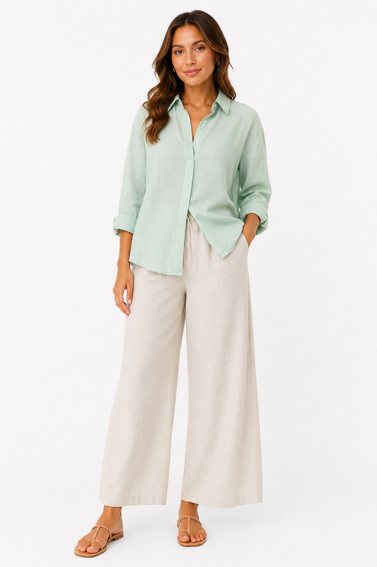 Stradivarius Relaxed Linen Blend Shirt – Product Description