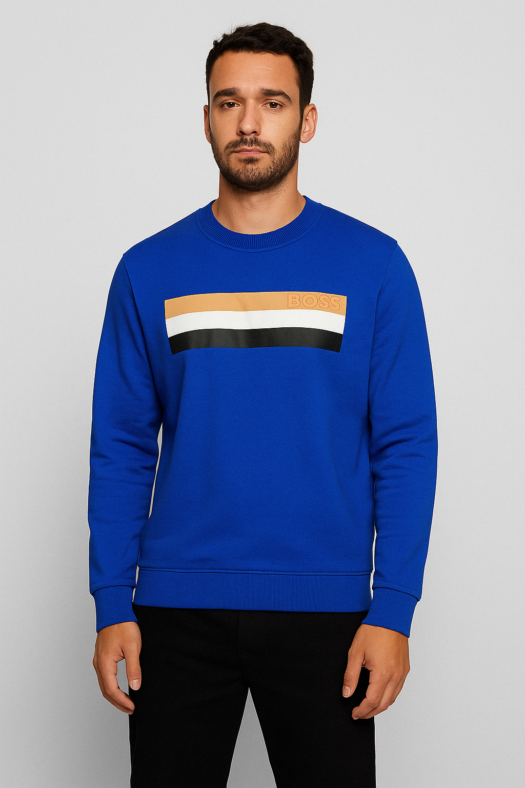 BOSS men’s crewneck sweatshirt in an elegant muted green tone