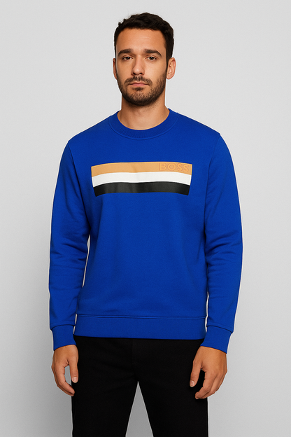 BOSS men’s crewneck sweatshirt in an elegant muted green tone