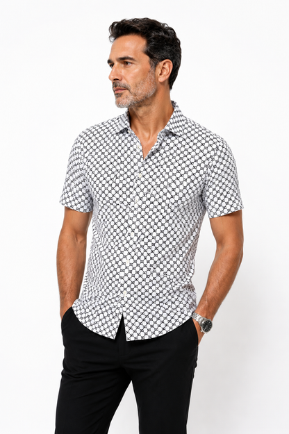 Michael Kors Monogram Print Short Sleeve Shirt
