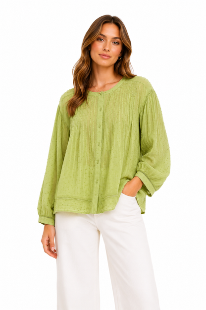 W Textured Pintuck Blouse