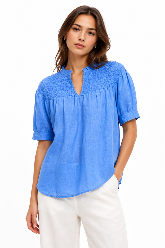Talbots Smocked Yoke Blouse – Product Description