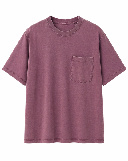 Titin Pocket T-Shirt – Washed Burgundy (Vintage Style)