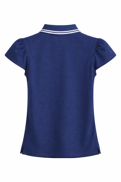 Women’s Navy Puff-Sleeve Polo Blouse