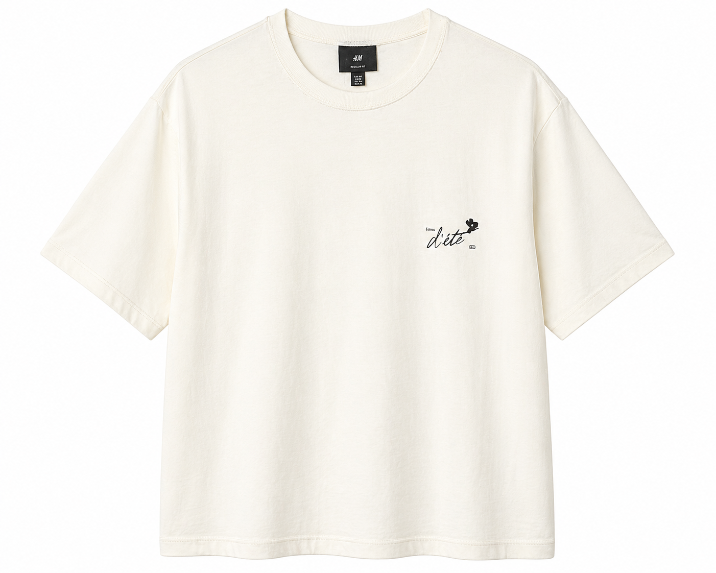 H&M Cream Minimal Graphic T-Shirt