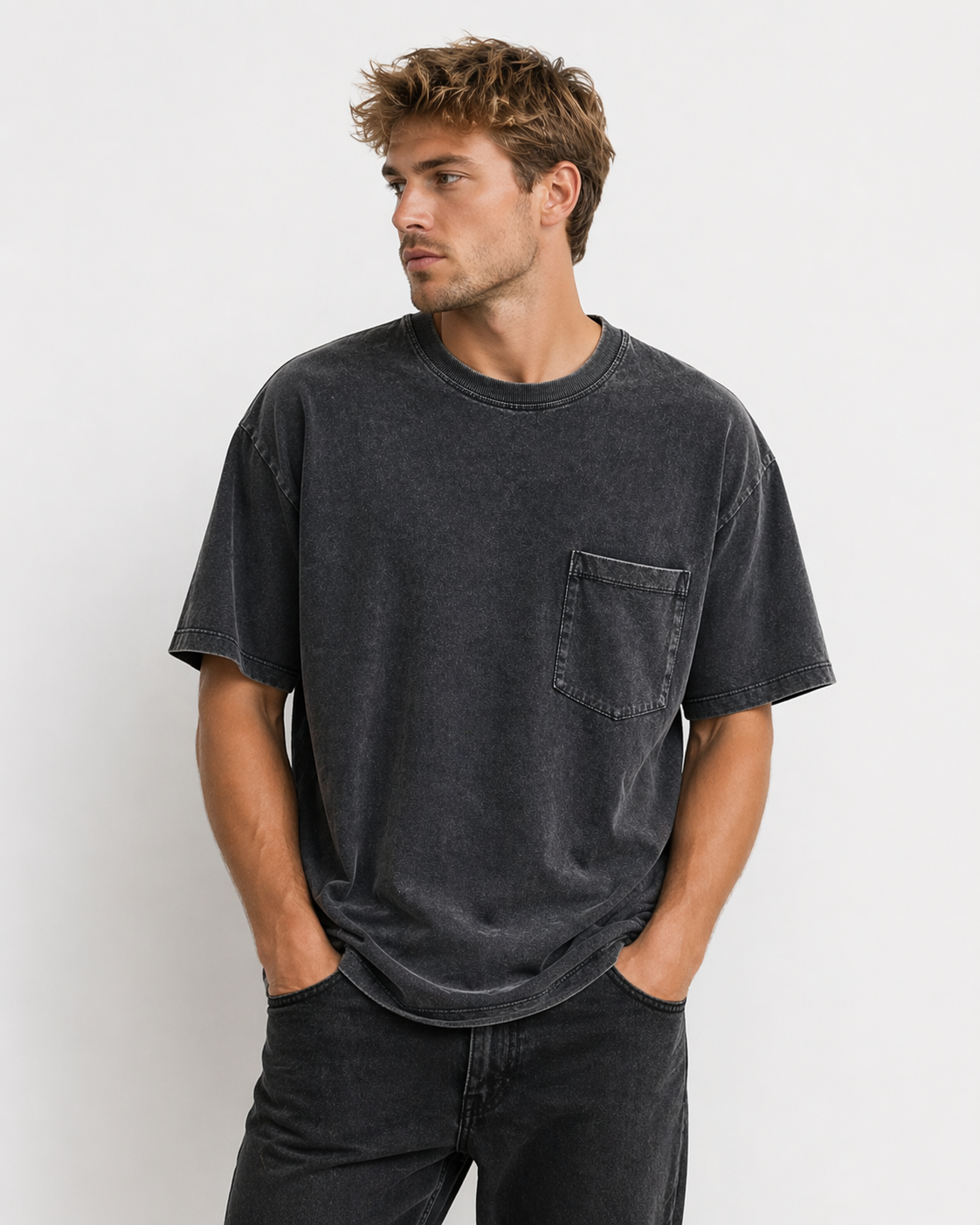 Titin Washed Black Pocket T-Shirt