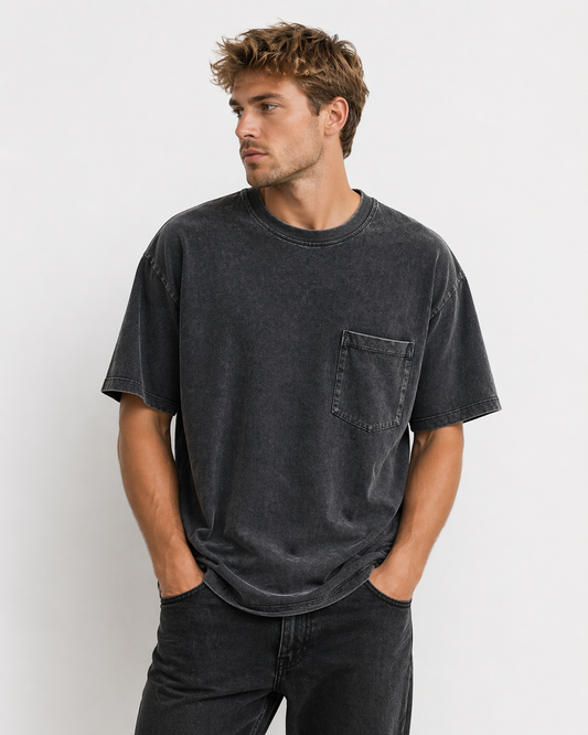 Titin Washed Black Pocket T-Shirt