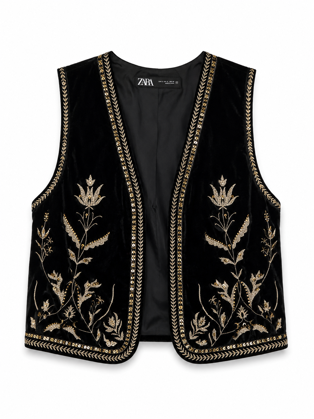 Zara Women's Embroidered Velvet Vest