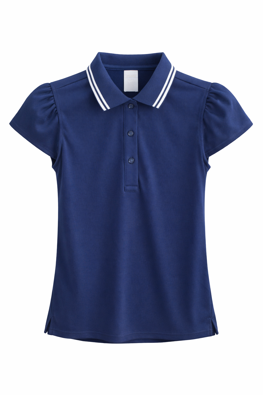 Women’s Navy Puff-Sleeve Polo Blouse