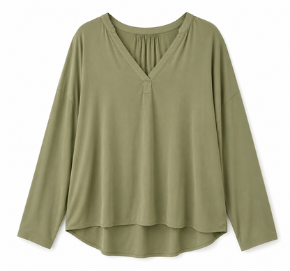 Esprit – Relaxed V-Neck Long Sleeve Top