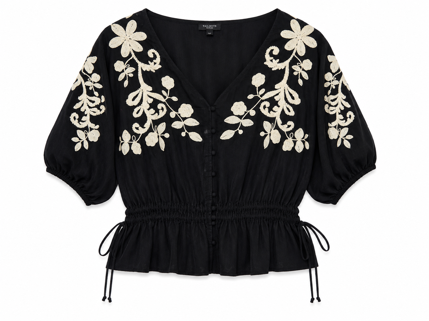 Talbots Embroidered Peplum Blouse