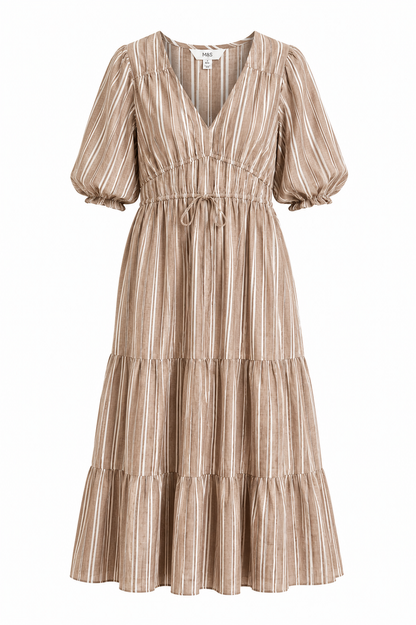 M&S Striped Tiered Midi Dress