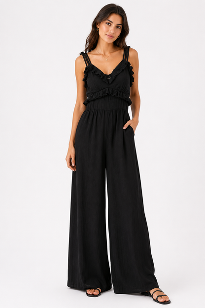 AE – Ruffle Trim Wide-Leg Jumpsuit