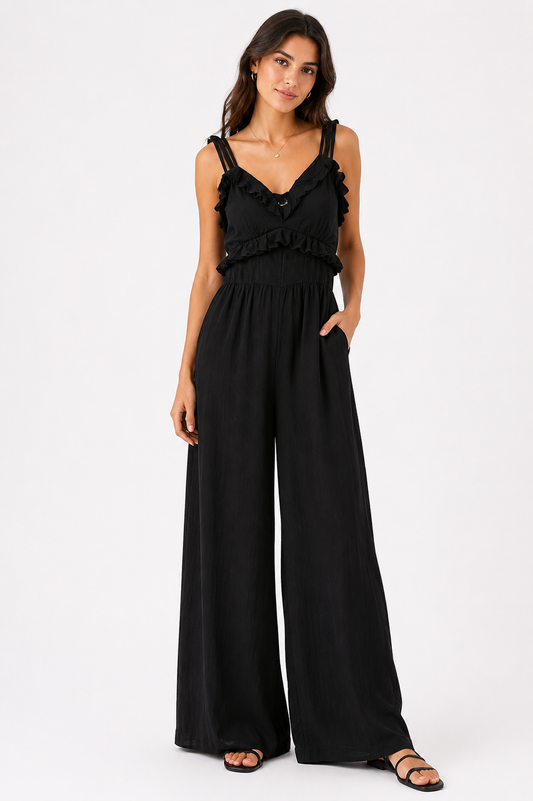 American Eagel – Ruffle Trim Wide-Leg Jumpsuit