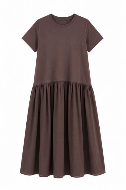 Women's Mixed Media Midi Dress – Product Description