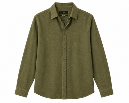 C&A Linen Shirt – Olive Green (Natural Washed Look)