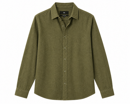 C&A Linen Shirt – Olive Green (Natural Washed Look)