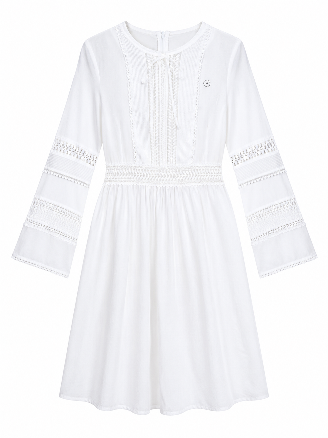Denim & Lace White Lace Detail Midi Dress