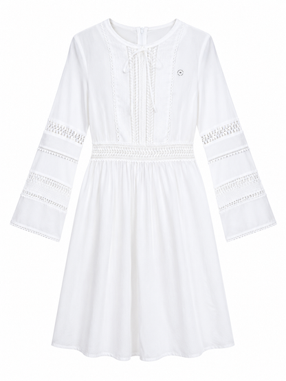 Denim & Lace White Lace Detail Midi Dress