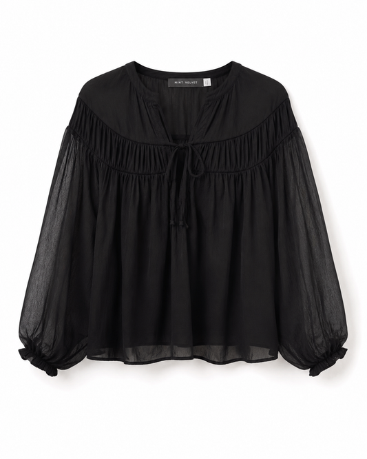 Old Navy Sheer Peasant Blouse – Product Description