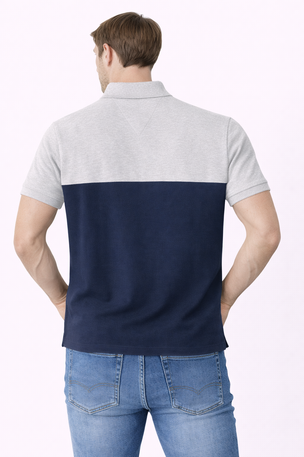 Tommy Hilfiger Color block Polo (Grey & Navy)