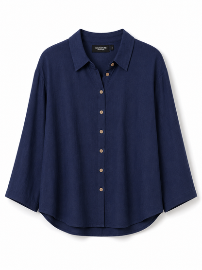 Signature Relaxed Button-Front Shirt
