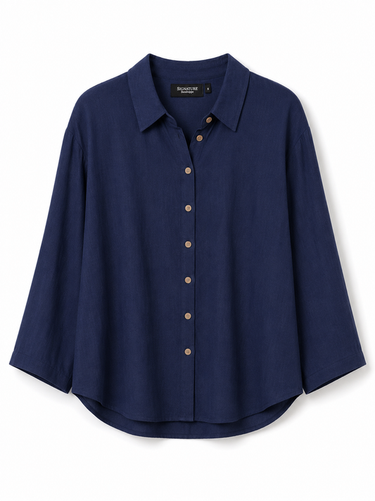 Signature Relaxed Button-Front Shirt