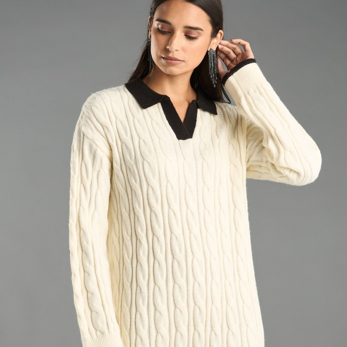 Max Cable-Knit Sweater Dress – Cream