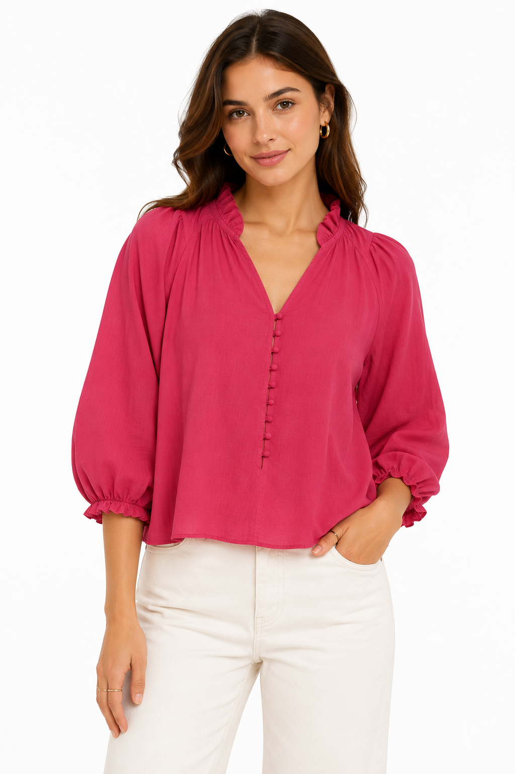 AE (American Eagle) Button-Front Blouse – Product Description