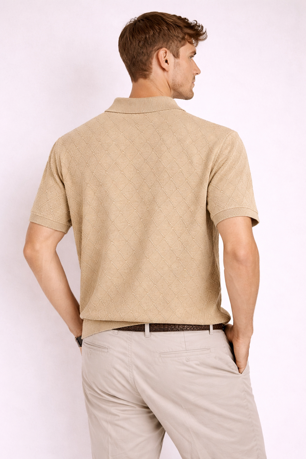 Ted Baker London Textured Knit Polo – Beige