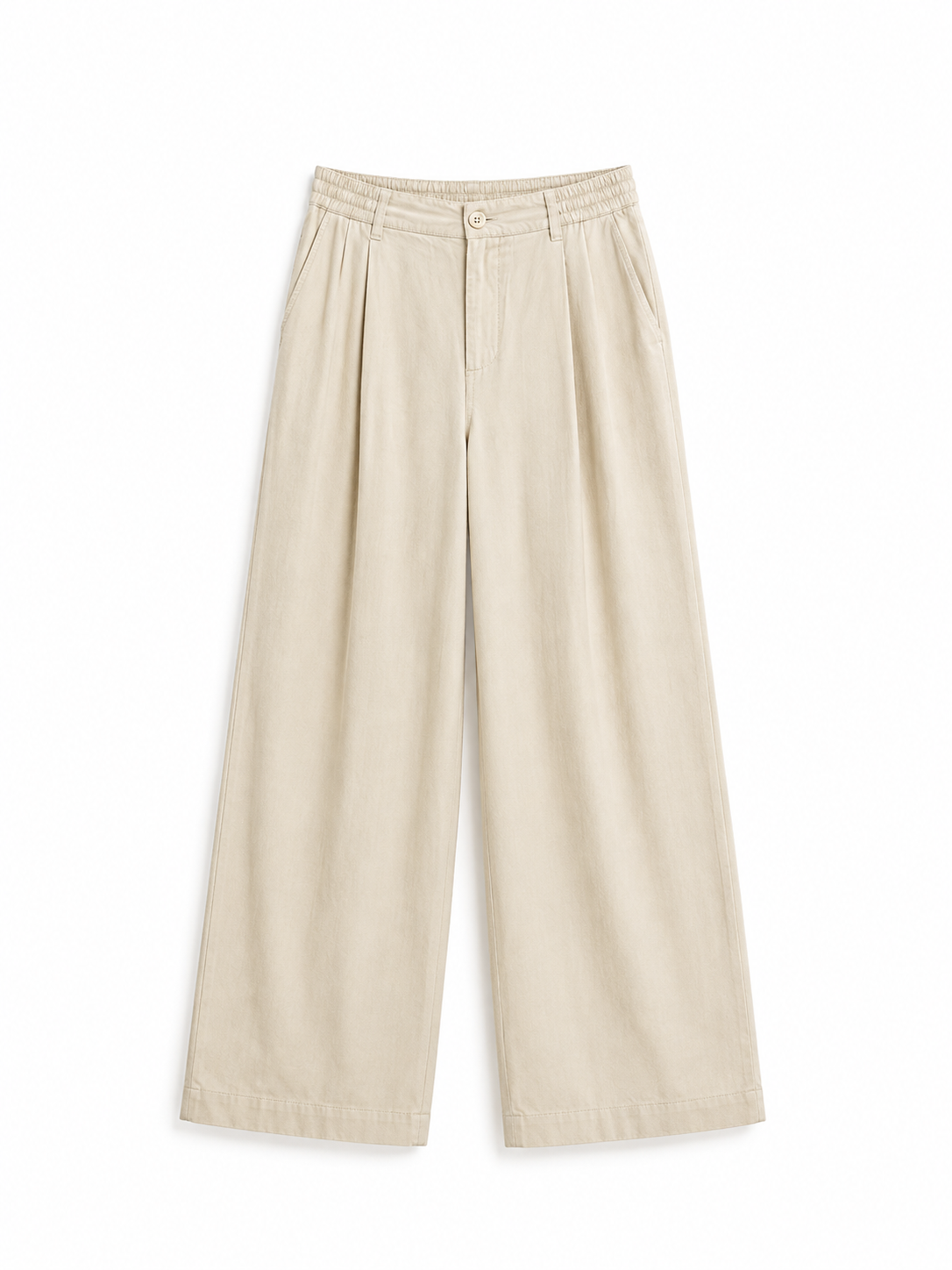 Cream Wide-Leg Pants