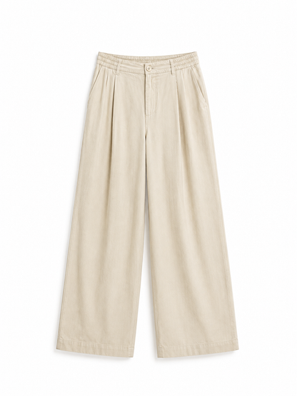 Cream Wide-Leg Pants
