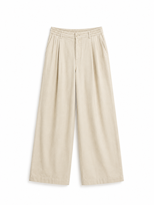 Cream Wide-Leg Pants