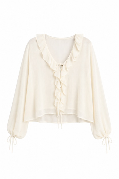 ONLY Cream Ruffle Blouse