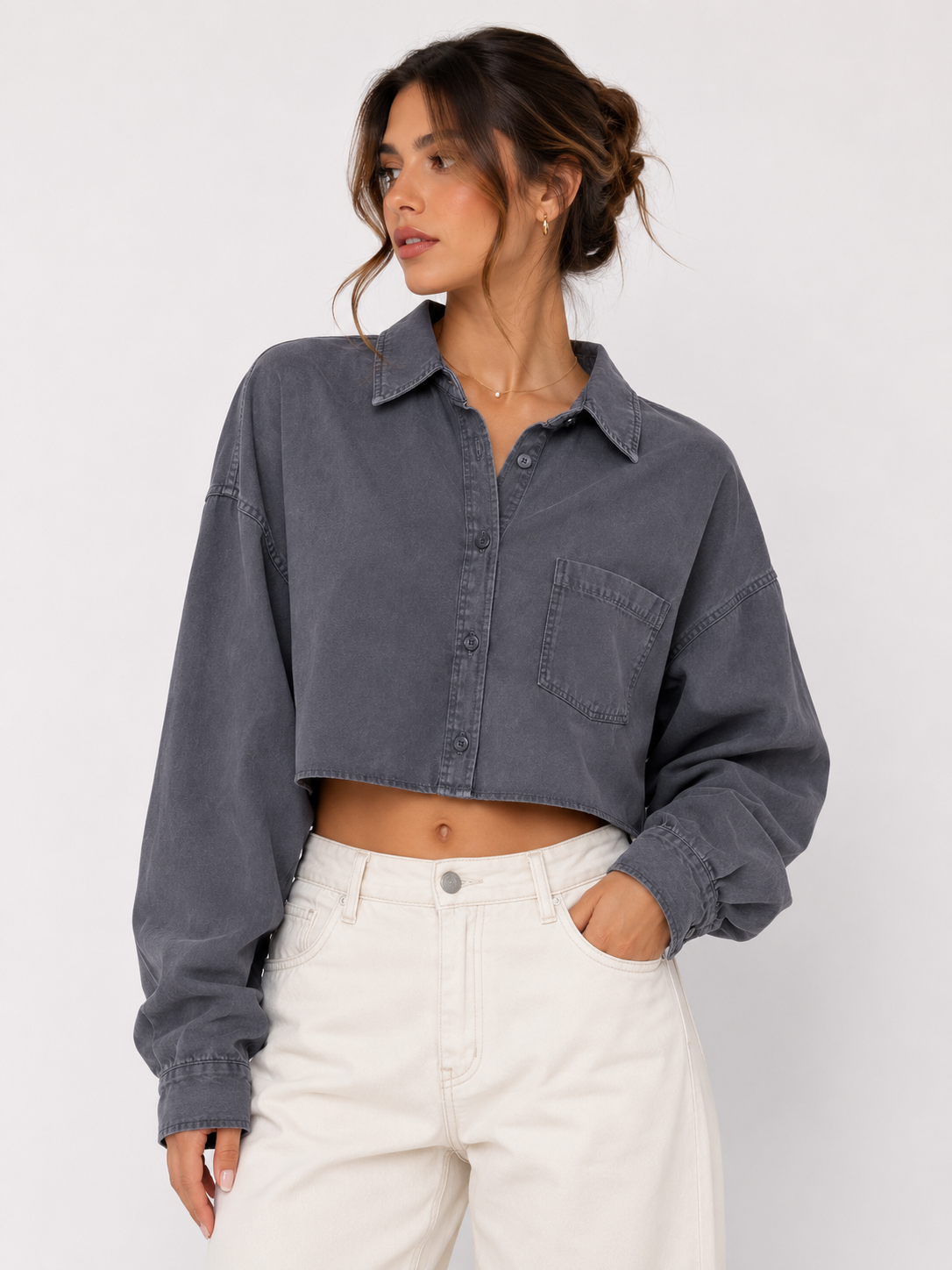 Ann Taylor Cropped Utility Shirt