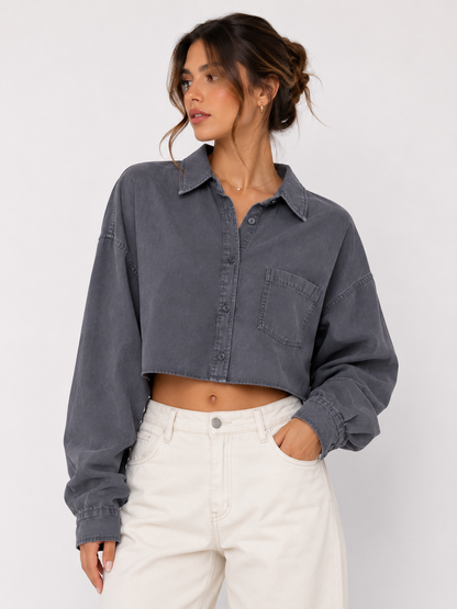 Ann Taylor Cropped Utility Shirt