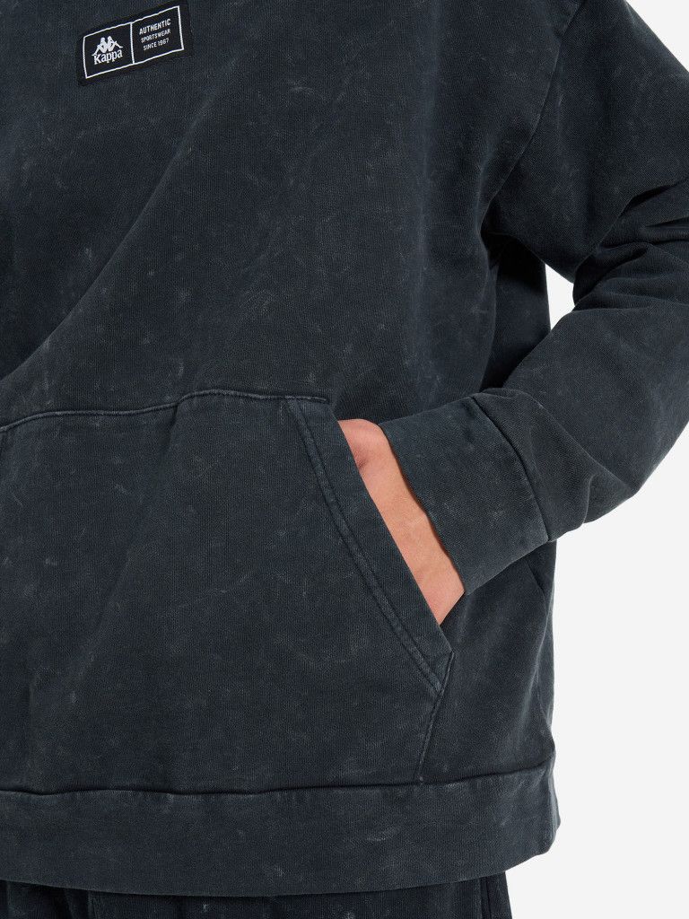 Unisex Kappa washed hoodie (black/charcoal)