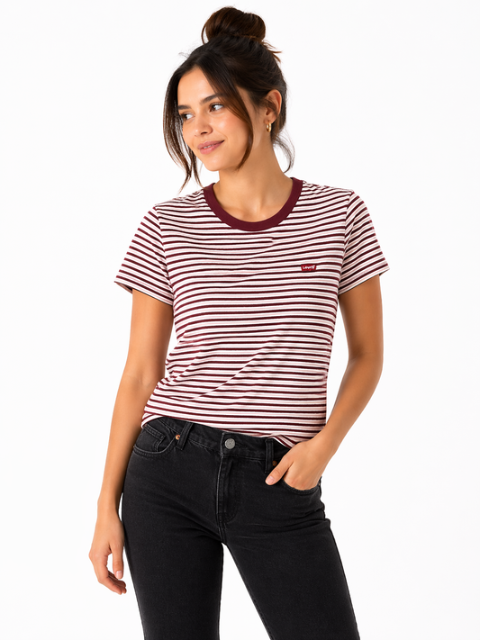 Levi’s Striped T-Shirt – Burgundy & White