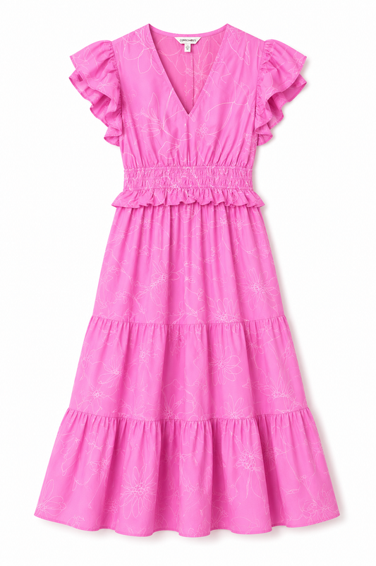 J&W Floral Smocked Midi Dress