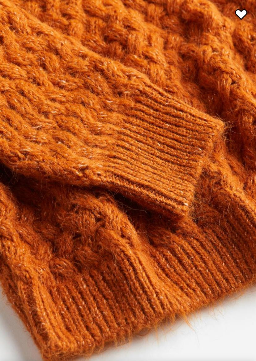 H&M Textured Turtleneck Sweater – Rust Orange