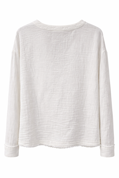 Textured White Cotton Shirt (Boho Style)