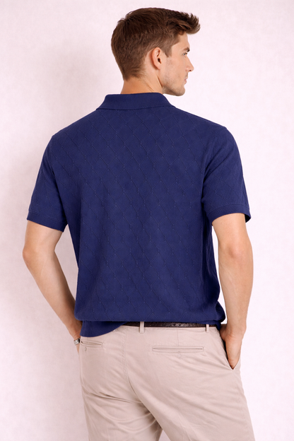 Ted Baker London Textured Knit Polo – Navy Blue