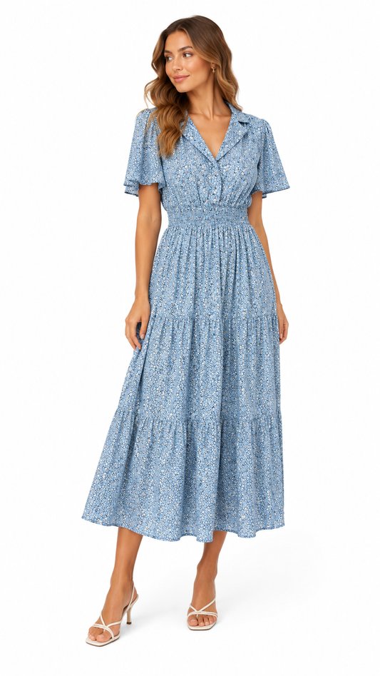 J&W Floral Tiered Maxi Dress