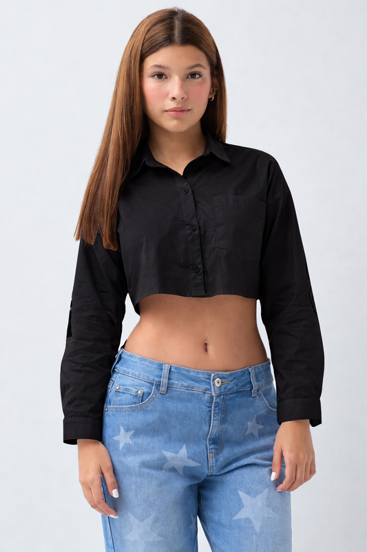 Women’s Cropped Graphic Shirt – Black