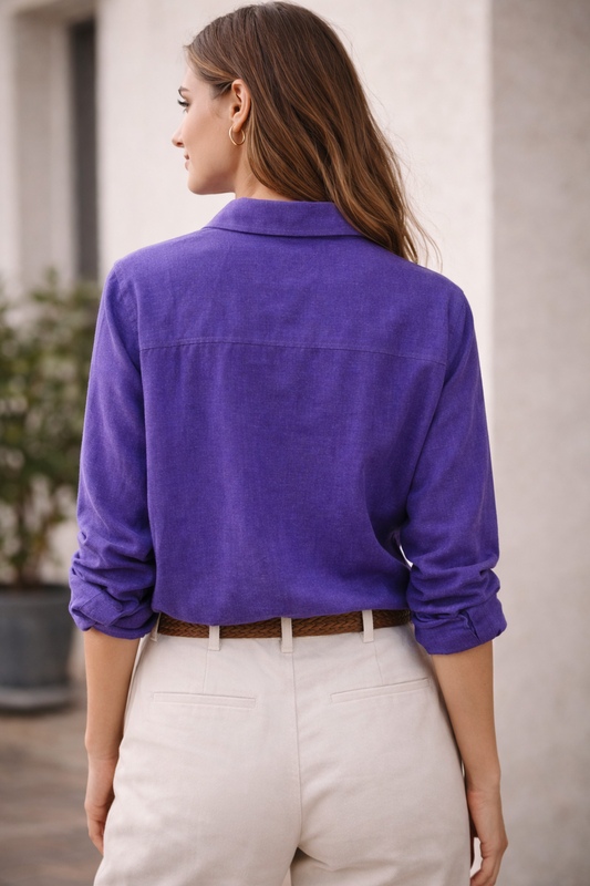 Stradivarius Linen Shirt –  Violet
